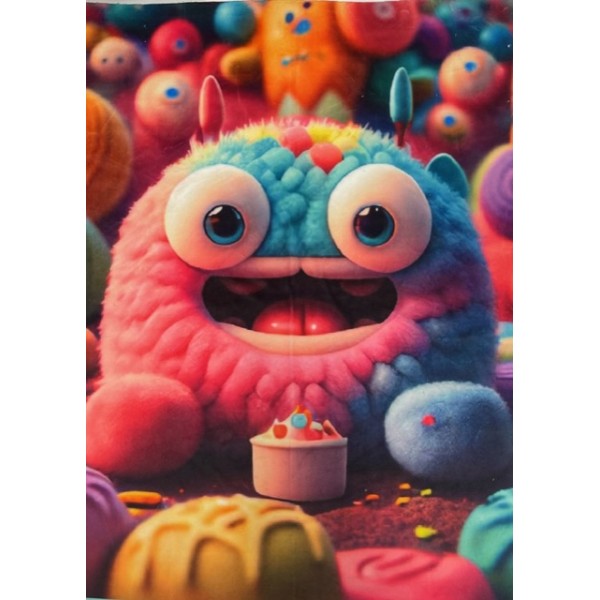 Veliūras soft motyvas 50x50cm MONSTRIUKAS Veliūras soft motyvas 50x50cm MONSTRIUKAS
